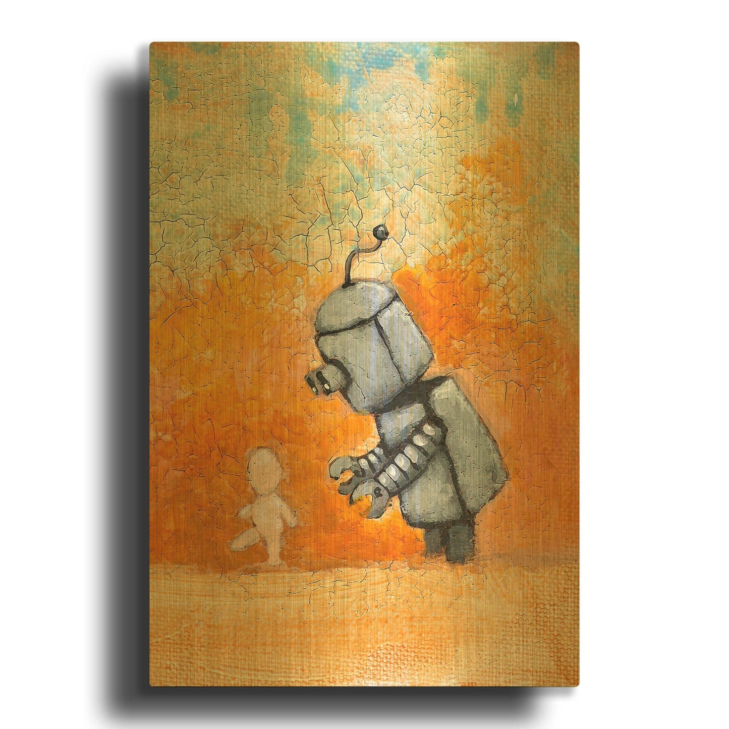 'Bot Baby' By Craig Snodgrass Gold Metal Wall Art