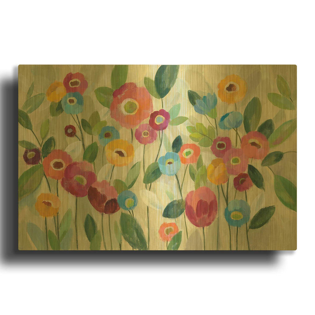 'Fairy Tale Flowers V' By Silvia Vassileva Gold Metal Wall Art