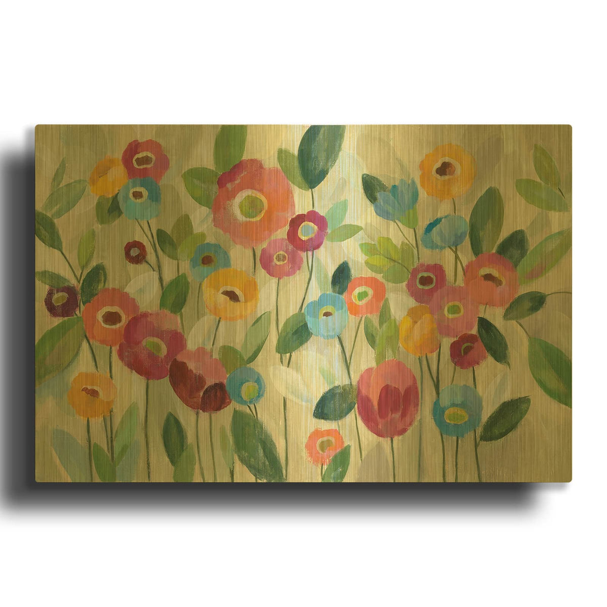 'Fairy Tale Flowers V' By Silvia Vassileva Gold Metal Wall Art