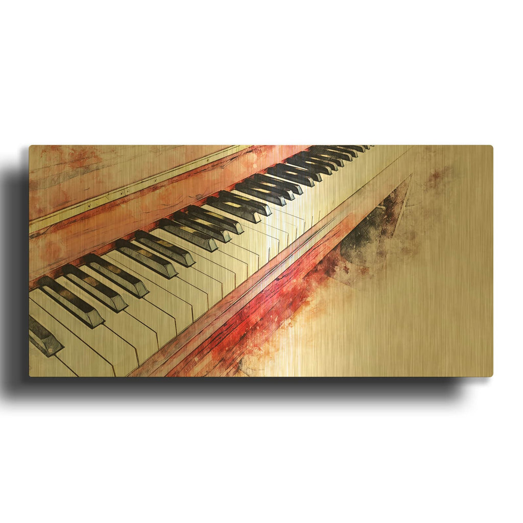 'Red Piano' By Luxe Gold Metal Wall Art