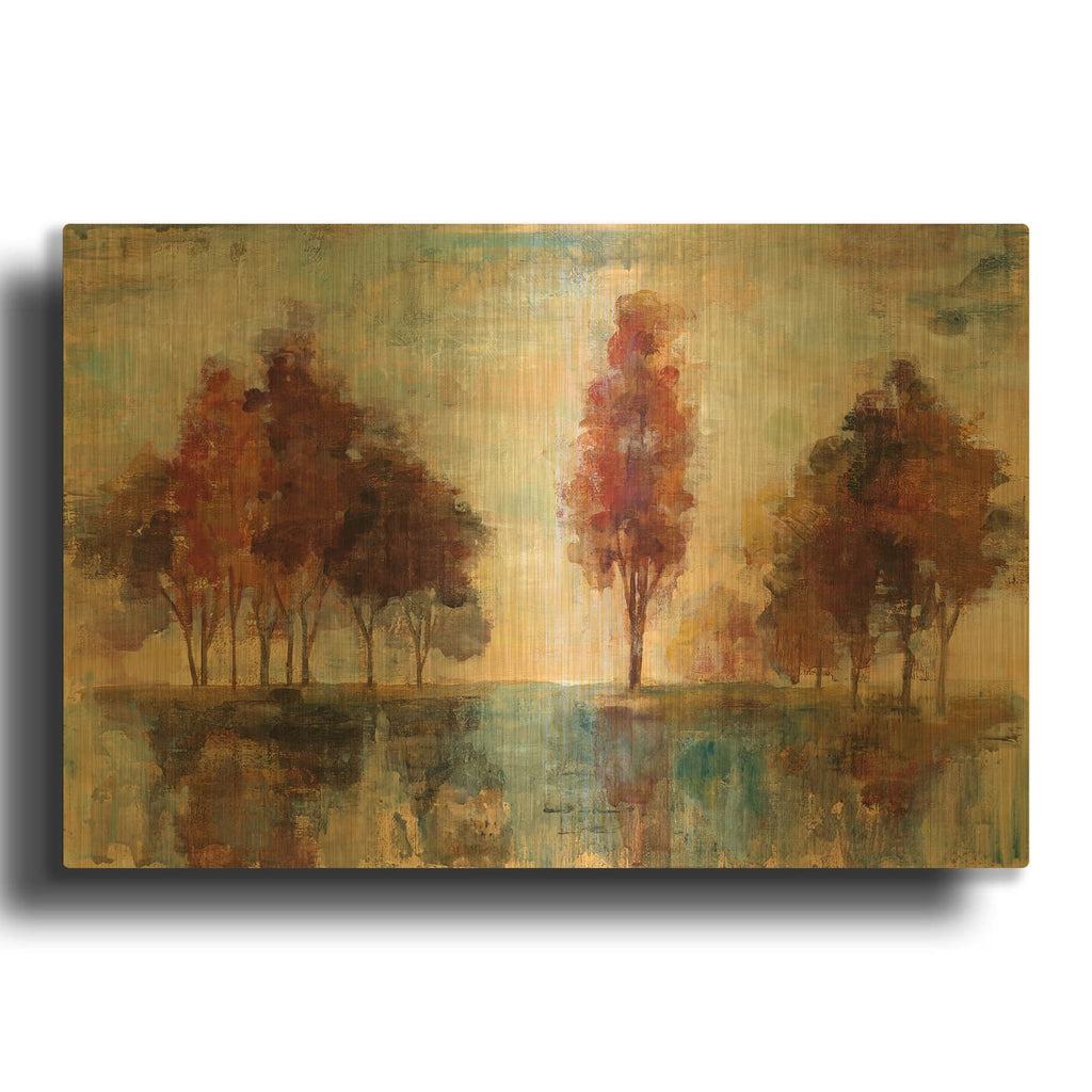 'Field and Forest' By Silvia Vassileva Gold Metal Wall Art