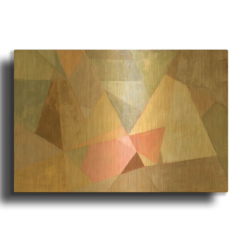 'Geometric Abstract' By Silvia Vassileva Gold Metal Wall Art