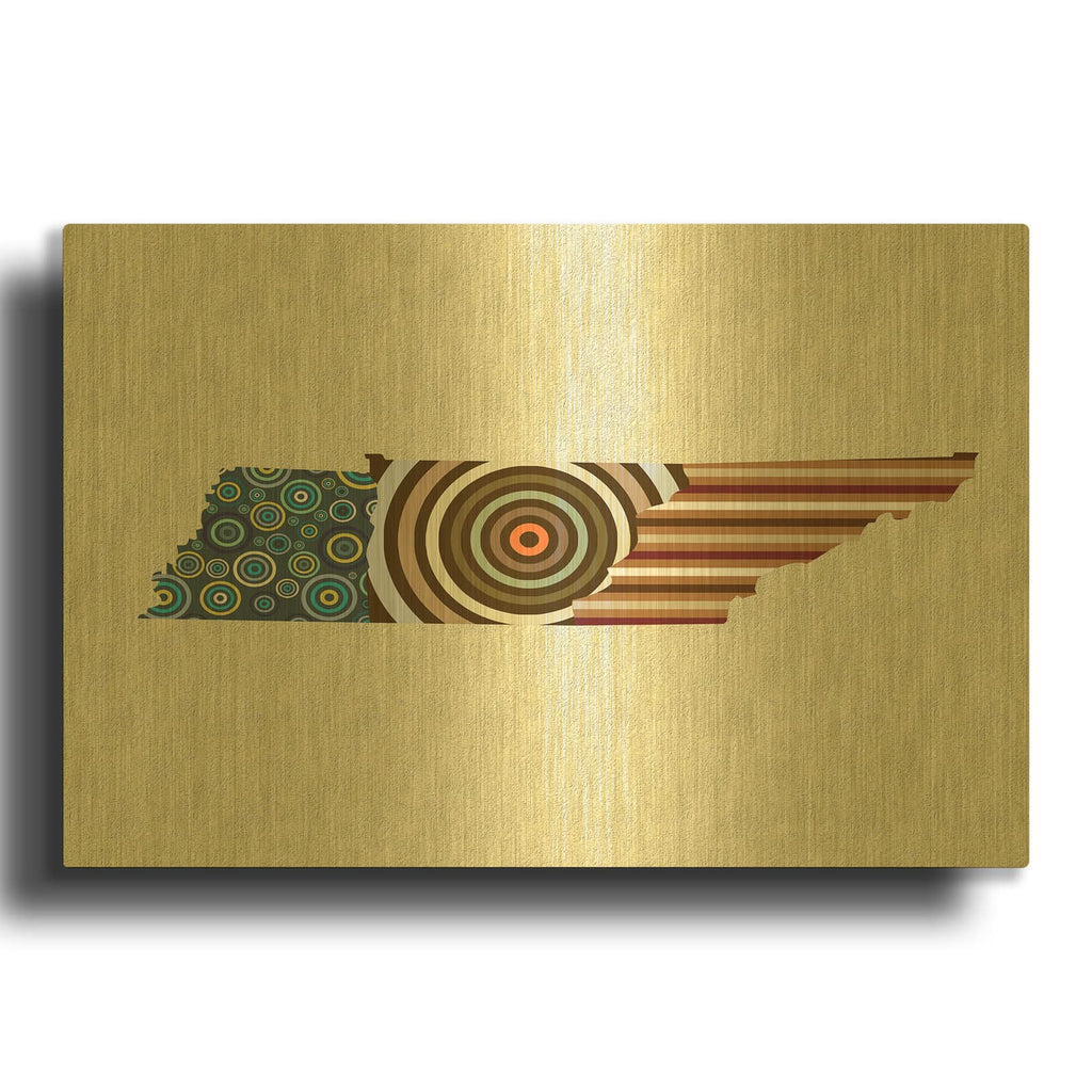 'Tennessee State Map' By Lanre Adefioyue Gold Metal Wall Art