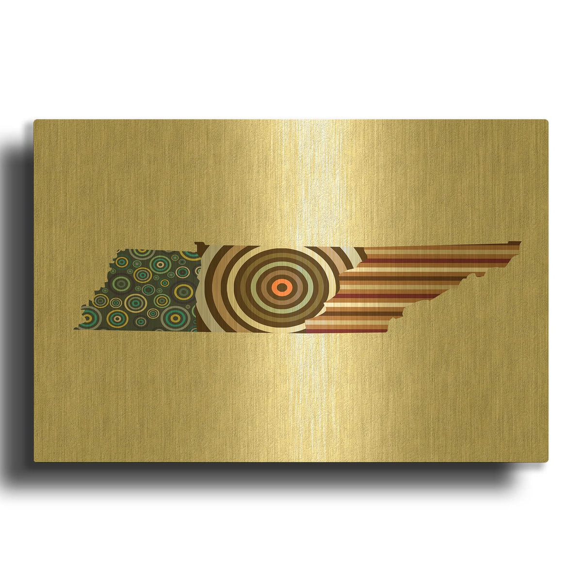 'Tennessee State Map' By Lanre Adefioyue Gold Metal Wall Art