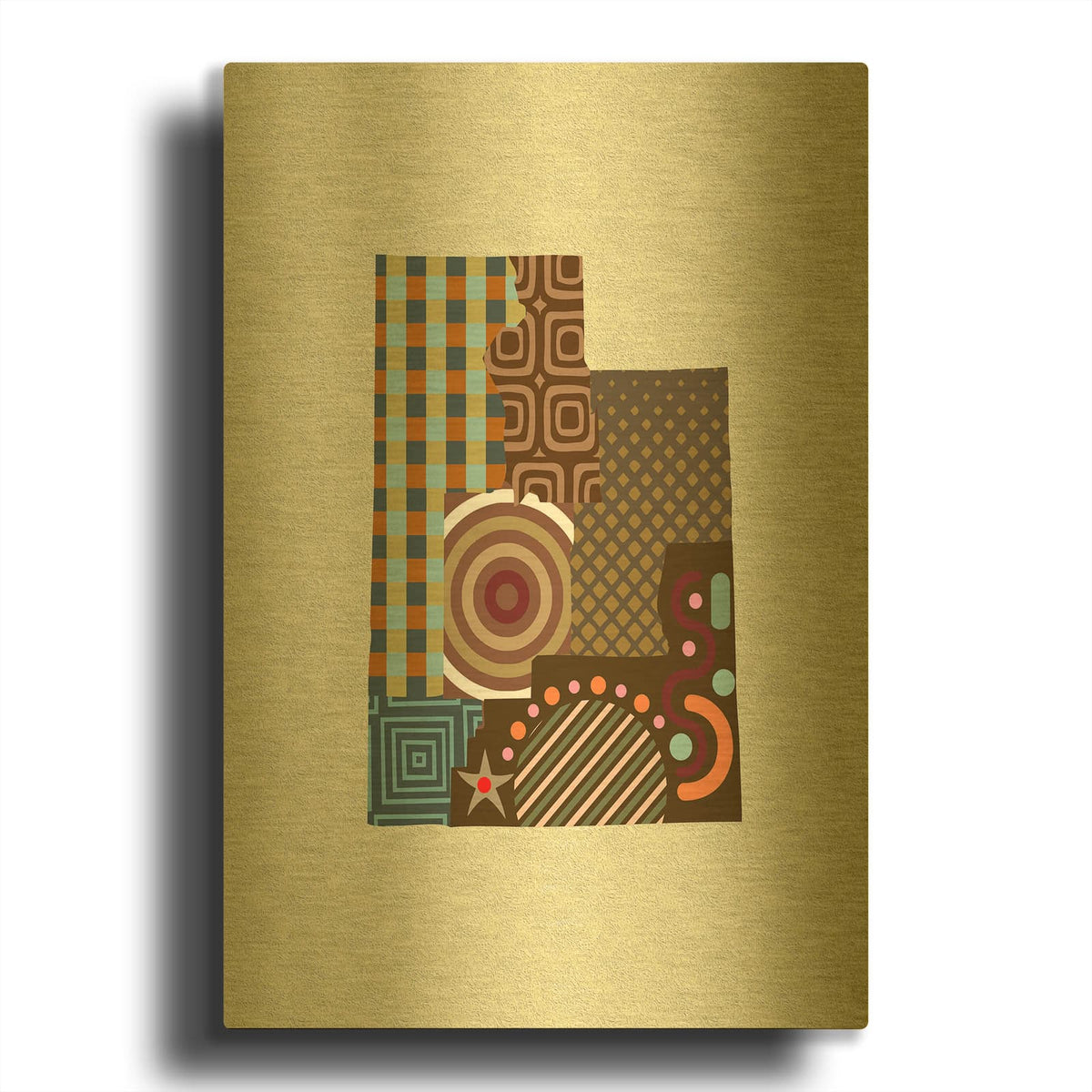 'Utah State Map' By Lanre Adefioyue Gold Metal Wall Art