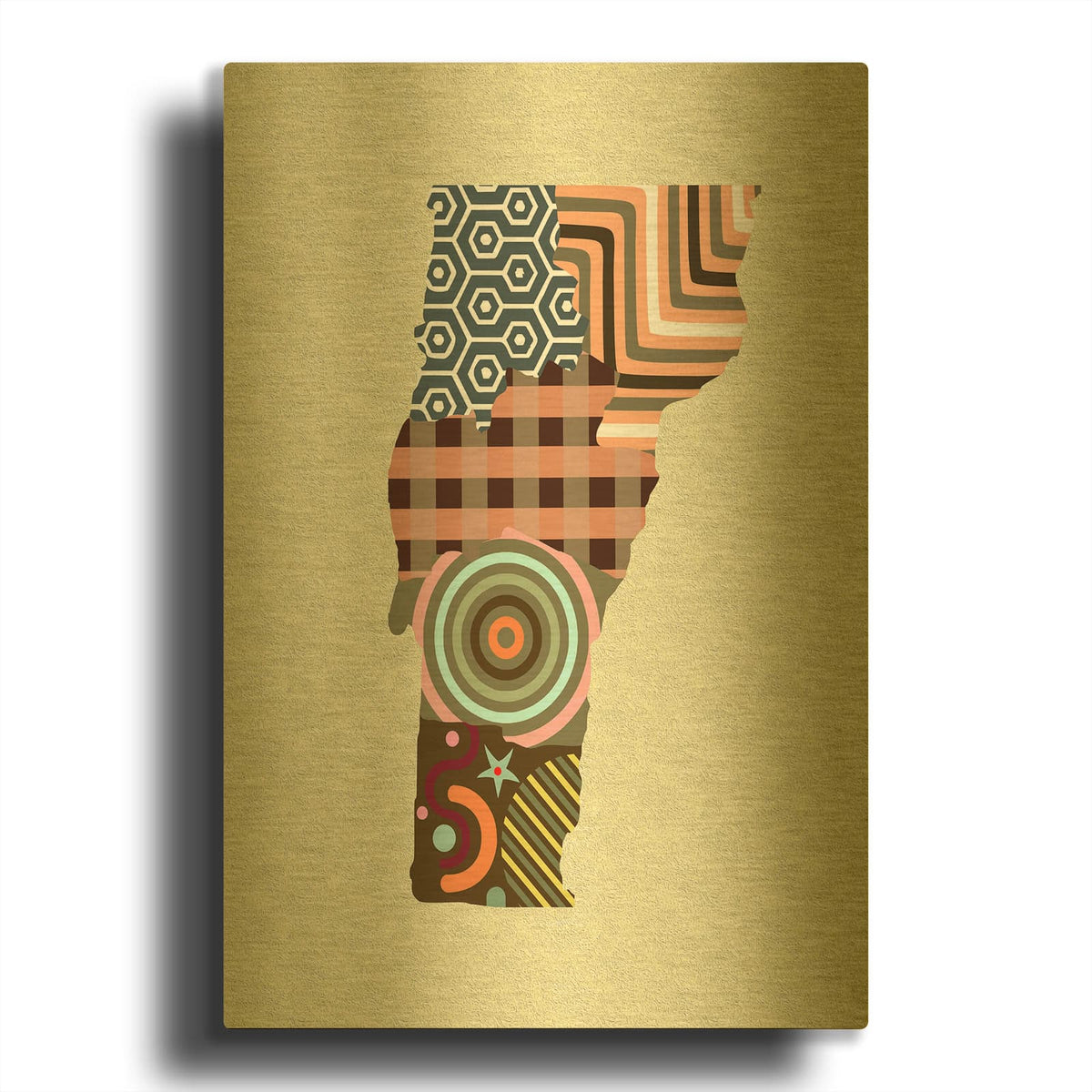 'Vermont State Map' By Lanre Adefioyue Gold Metal Wall Art