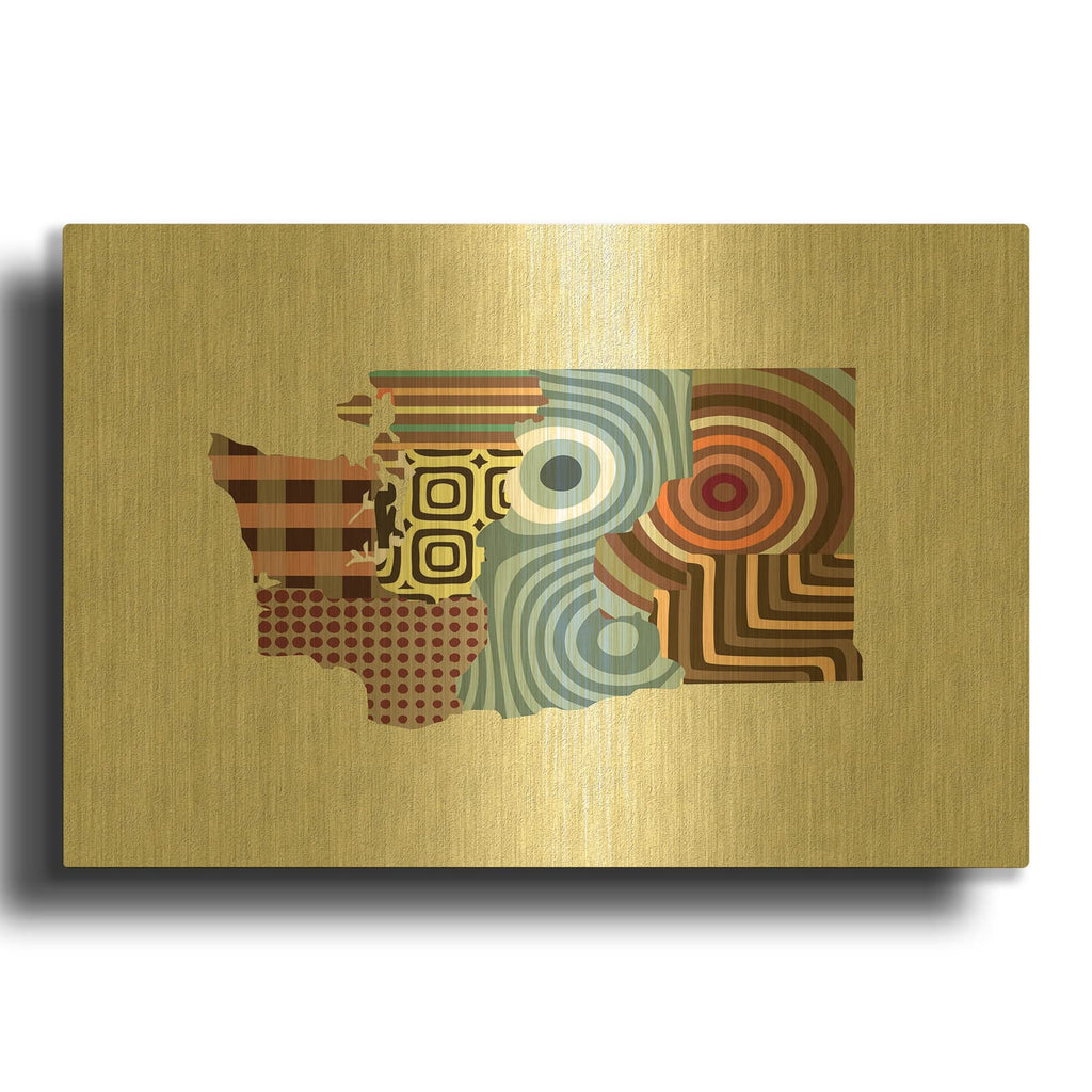 'Washington State Map' By Lanre Adefioyue Gold Metal Wall Art