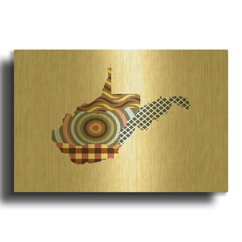 'West Virginia State Map' By Lanre Adefioyue Gold Metal Wall Art
