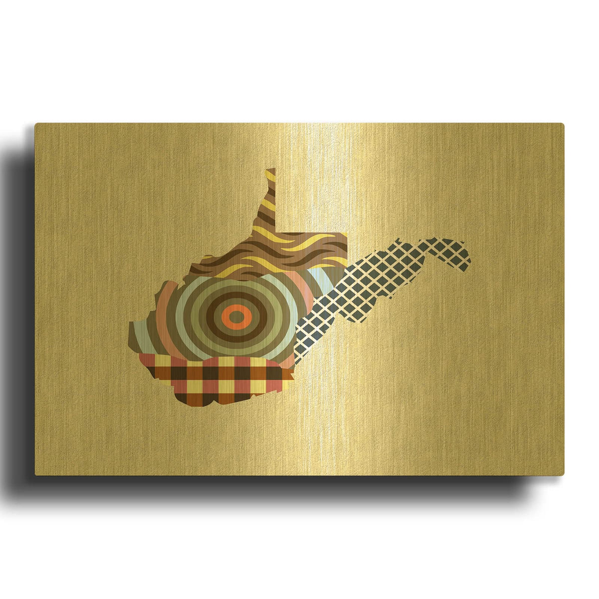 'West Virginia State Map' By Lanre Adefioyue Gold Metal Wall Art