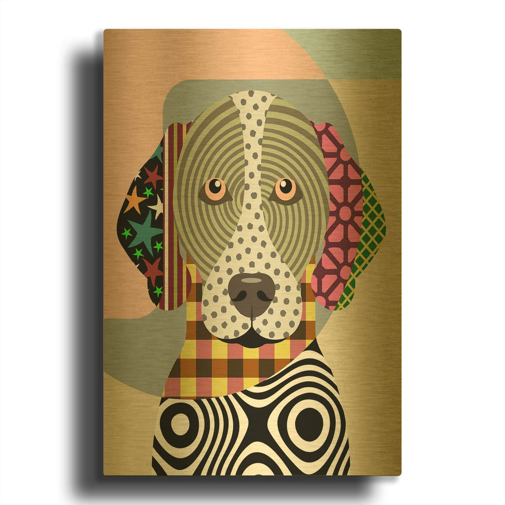 'German Shorthaired Pointer' By Lanre Adefioyue Gold Metal Wall Art