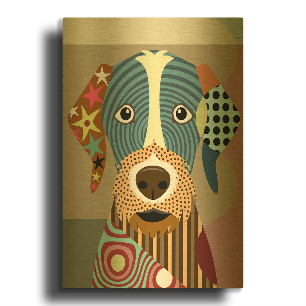'German Wirehaired Pointer' By Lanre Adefioyue Gold Metal Wall Art