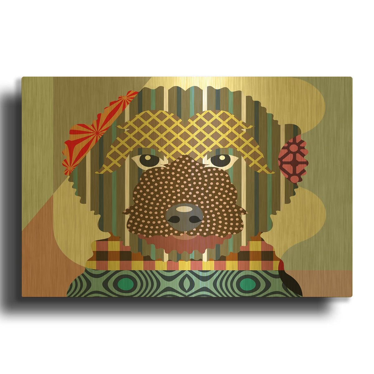 'Goldendoodle' By Lanre Adefioyue Gold Metal Wall Art