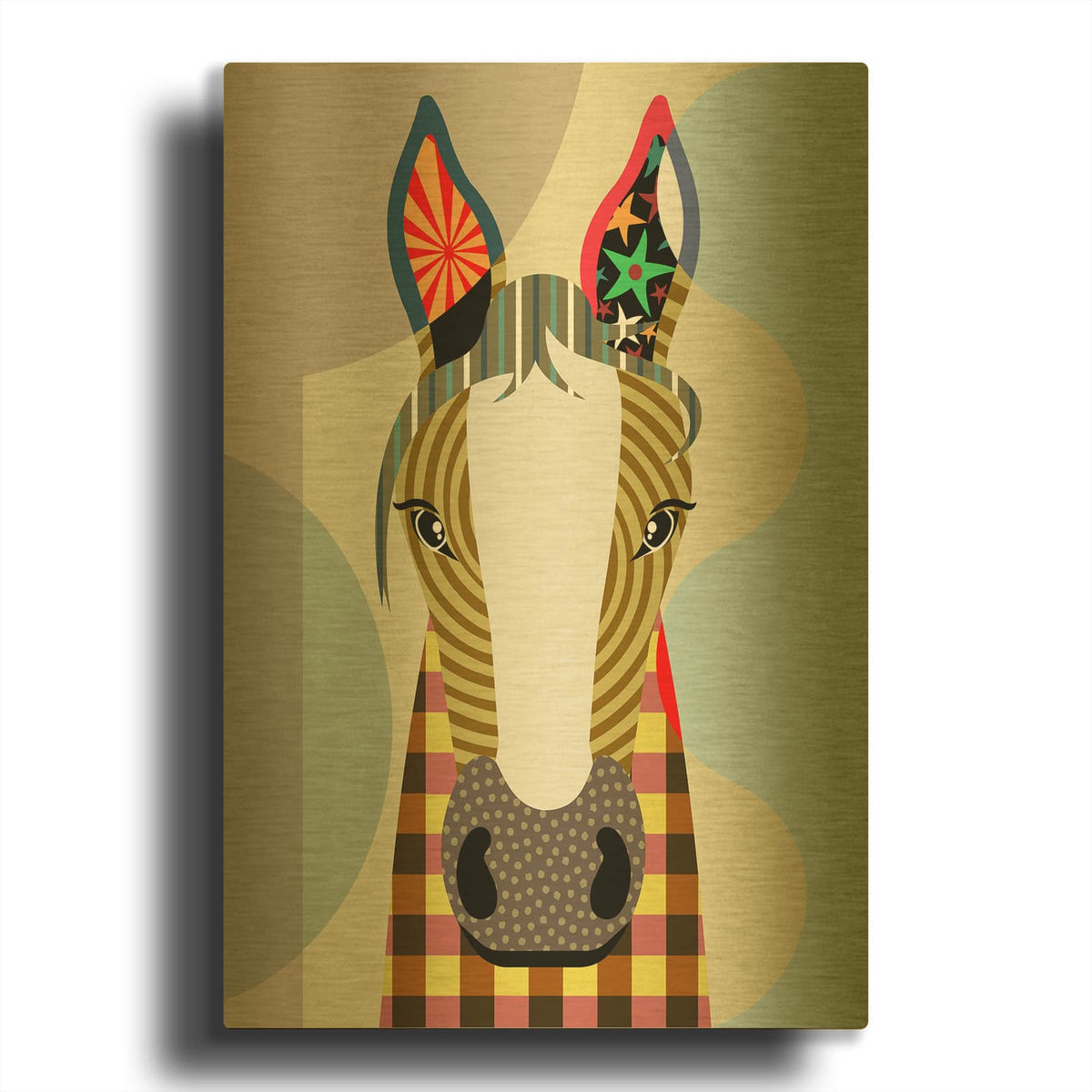 'Horse Play' By Lanre Adefioyue Gold Metal Wall Art