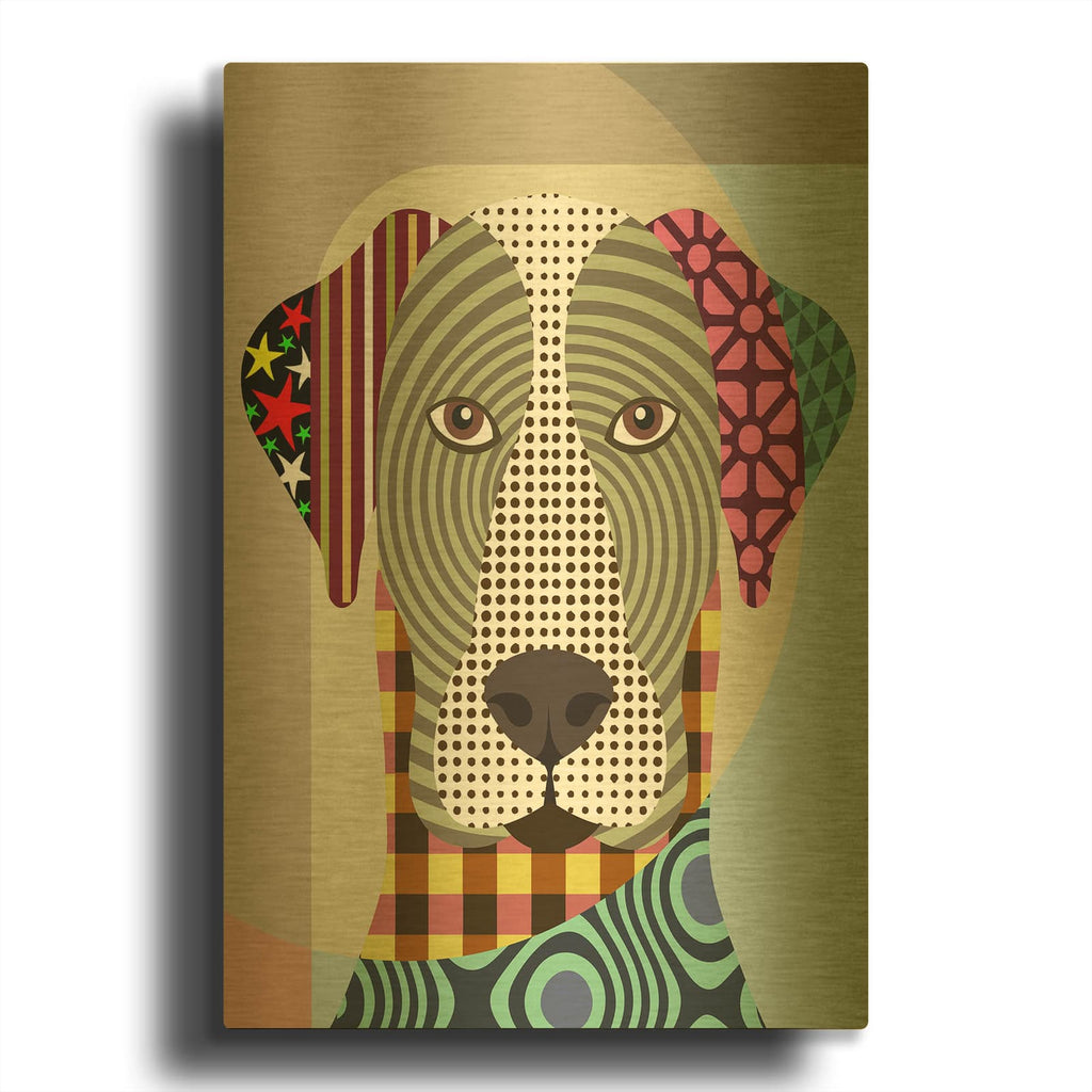 'Great Dane Dog' By Lanre Adefioyue Gold Metal Wall Art