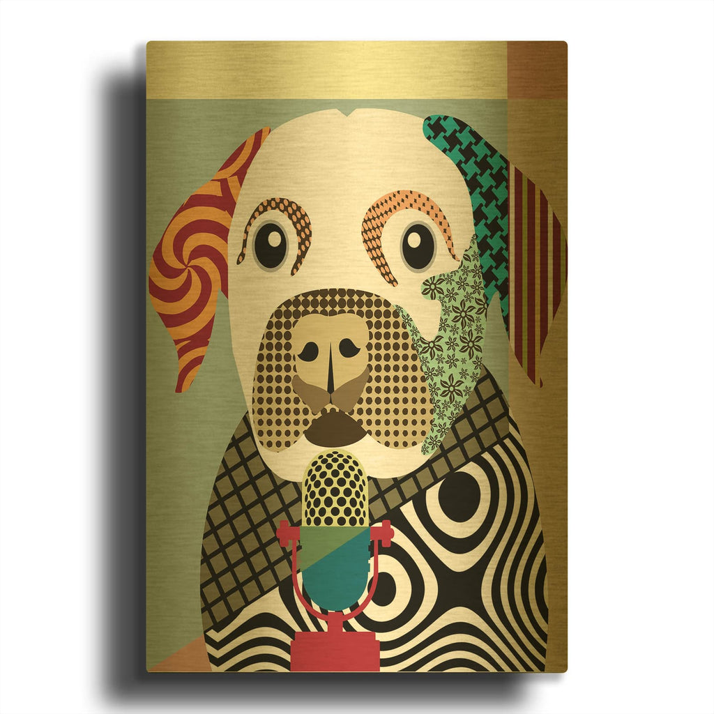 'Labrador Retriever' By Lanre Adefioyue Gold Metal Wall Art