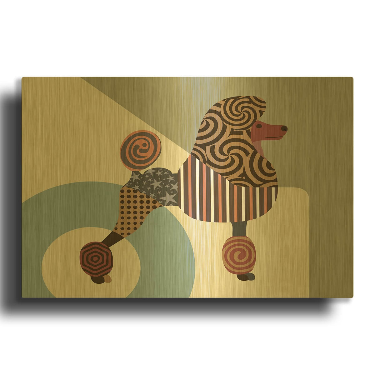 'Poodle Dog' By Lanre Adefioyue Gold Metal Wall Art