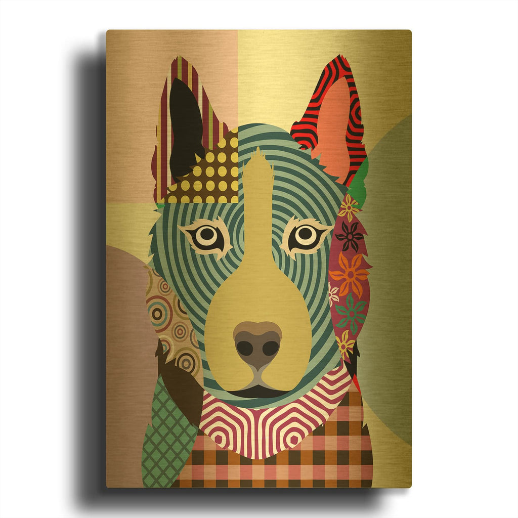 'Siberian Husky' By Lanre Adefioyue Gold Metal Wall Art