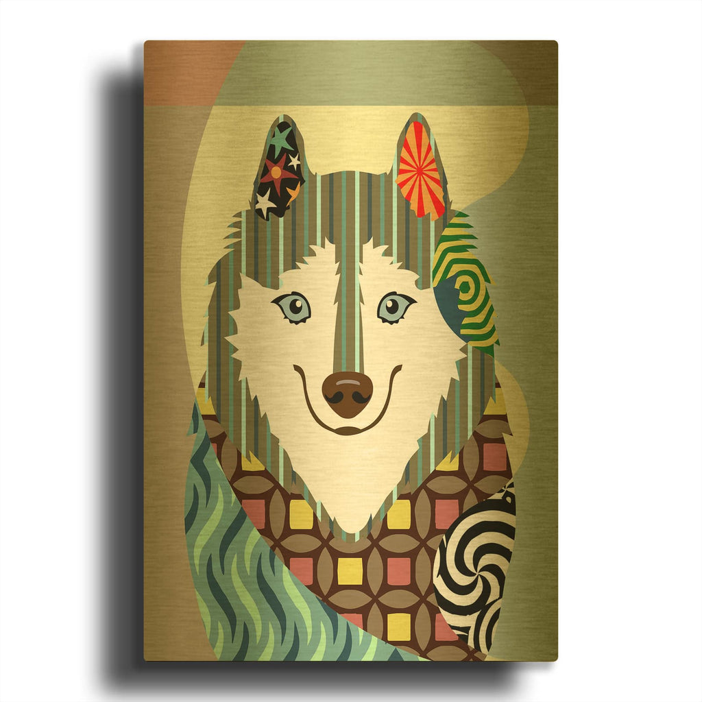 'American Eskimo' By Lanre Adefioyue Gold Metal Wall Art