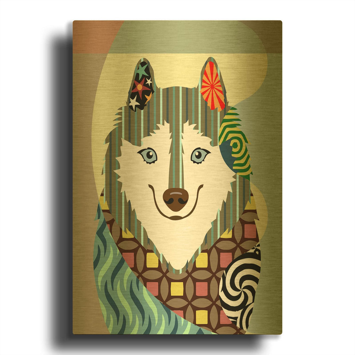 'American Eskimo' By Lanre Adefioyue Gold Metal Wall Art
