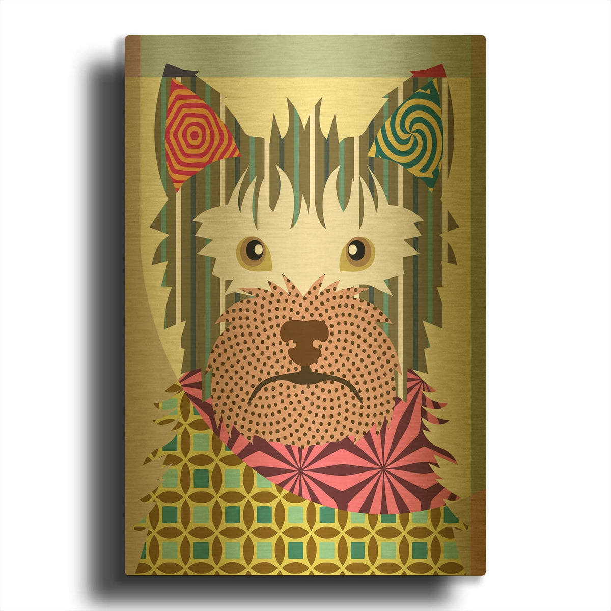 'Australian Terrier' By Lanre Adefioyue Gold Metal Wall Art