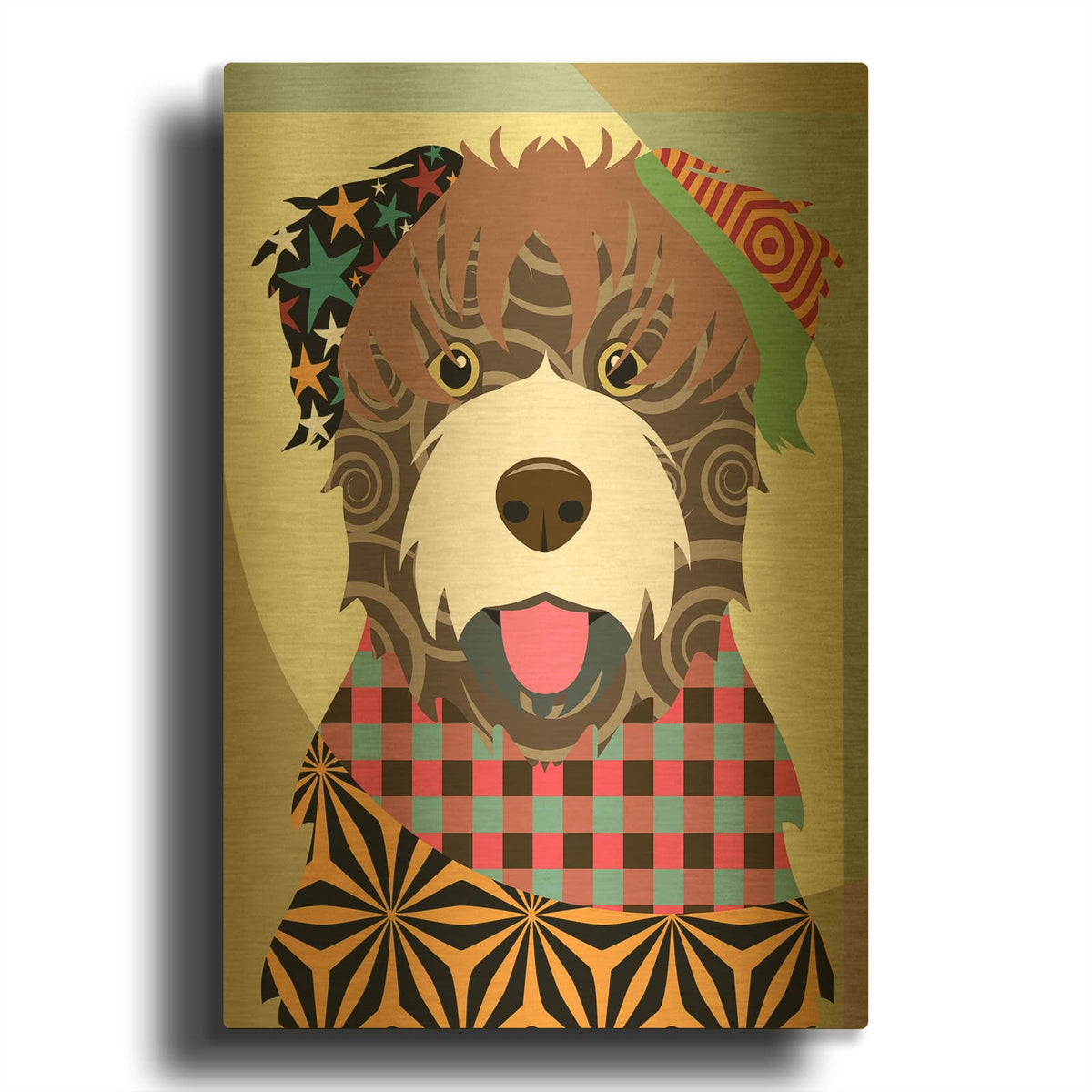 'Bouvier Des Flandres' By Lanre Adefioyue Gold Metal Wall Art