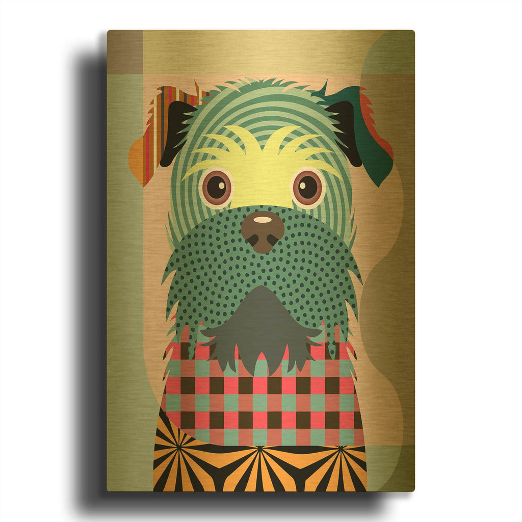 'Brussels Griffon' By Lanre Adefioyue Gold Metal Wall Art
