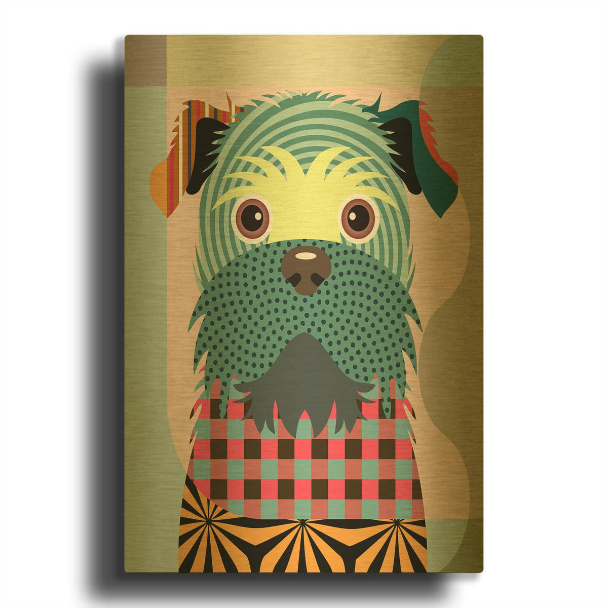 'Brussels Griffon' By Lanre Adefioyue Gold Metal Wall Art
