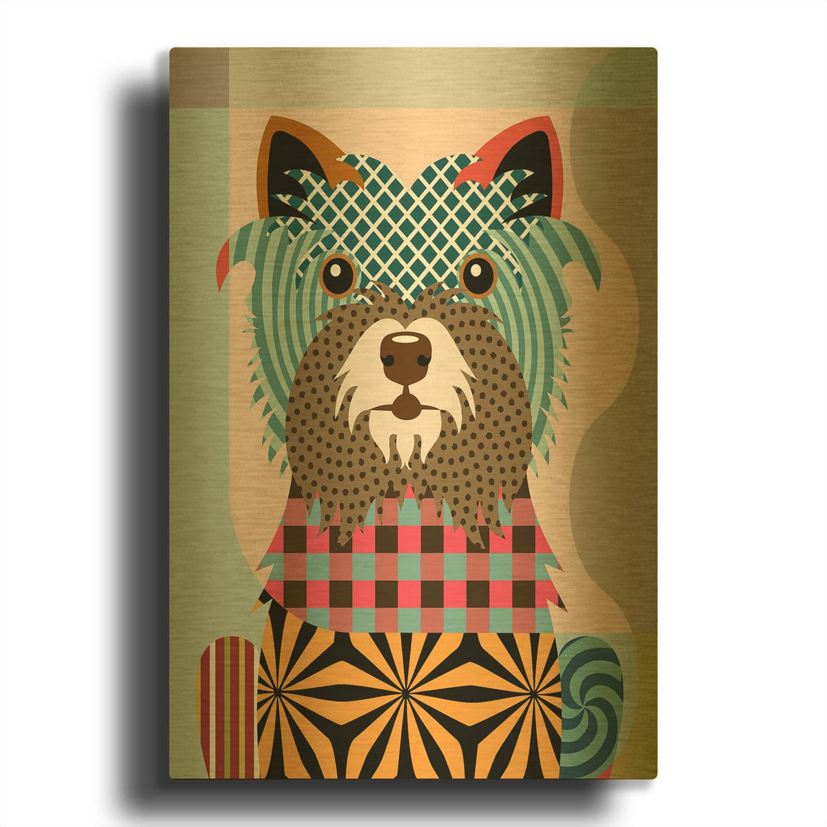 'Cairn Terrier' By Lanre Adefioyue Gold Metal Wall Art