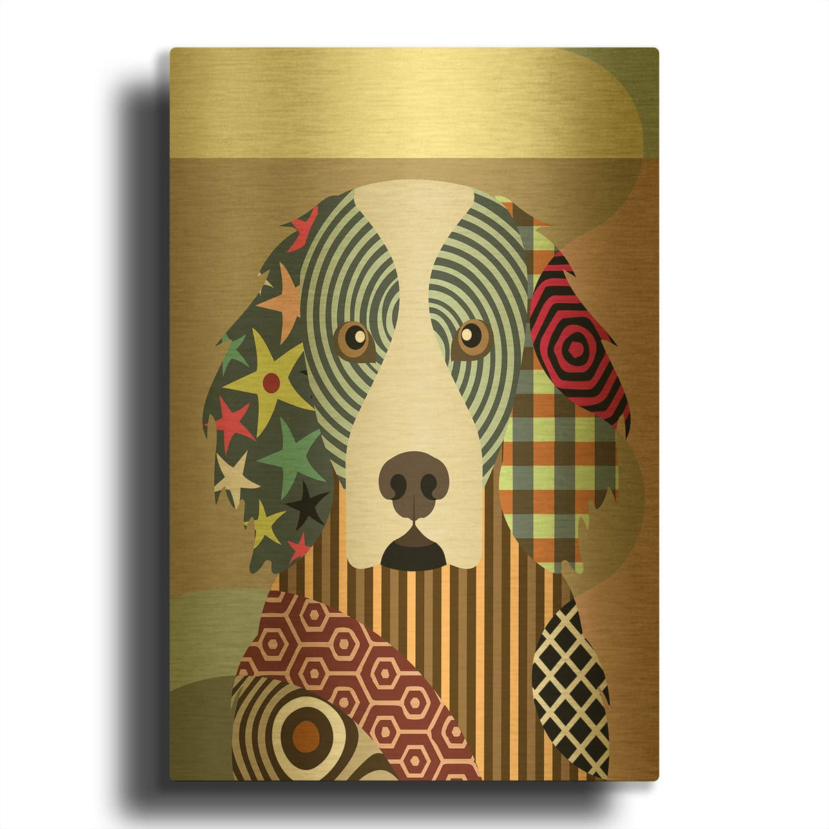 'Gordon Setter' By Lanre Adefioyue Gold Metal Wall Art