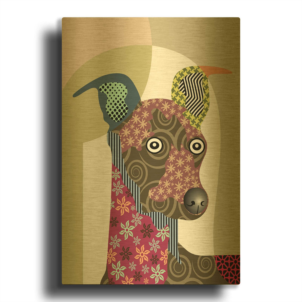 'Greyhound' By Lanre Adefioyue Gold Metal Wall Art