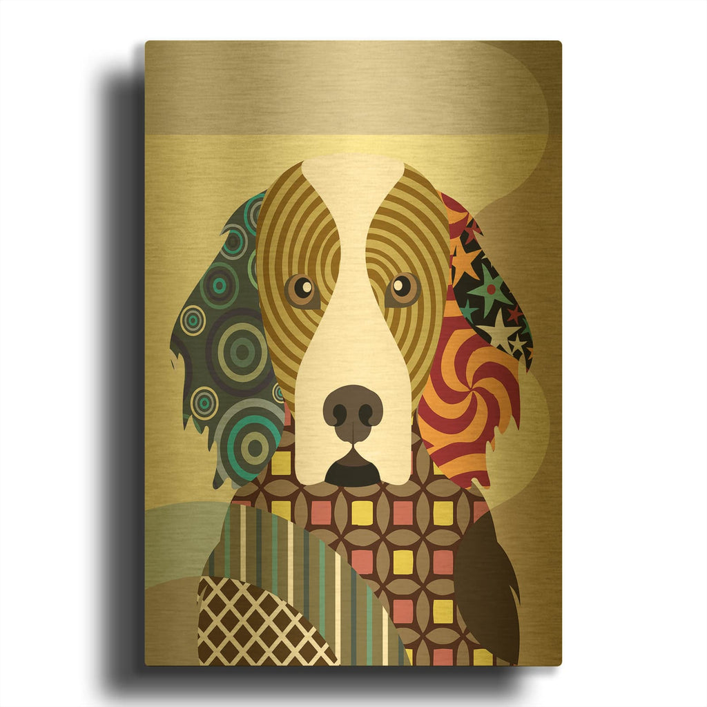 'Irish Setter' By Lanre Adefioyue Gold Metal Wall Art