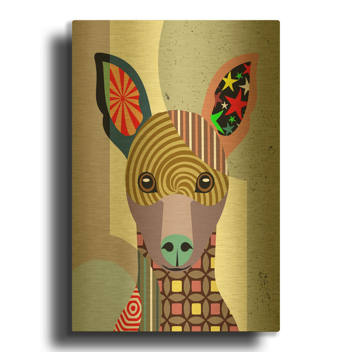 'Miniature Pinscher' By Lanre Adefioyue Gold Metal Wall Art