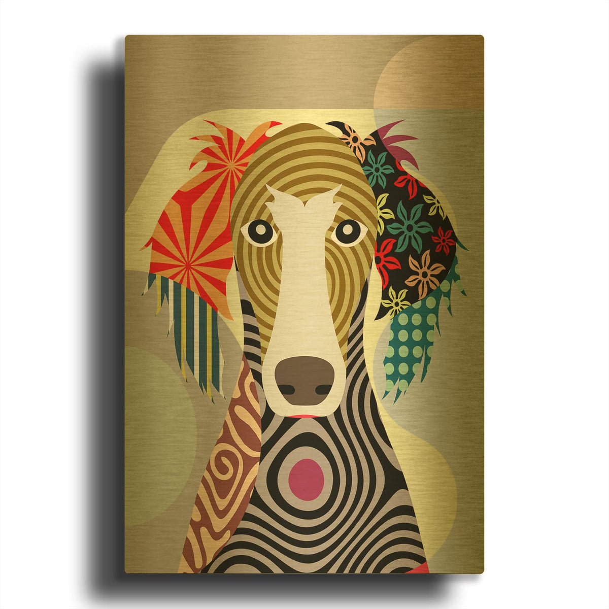 'Saluki' By Lanre Adefioyue Gold Metal Wall Art