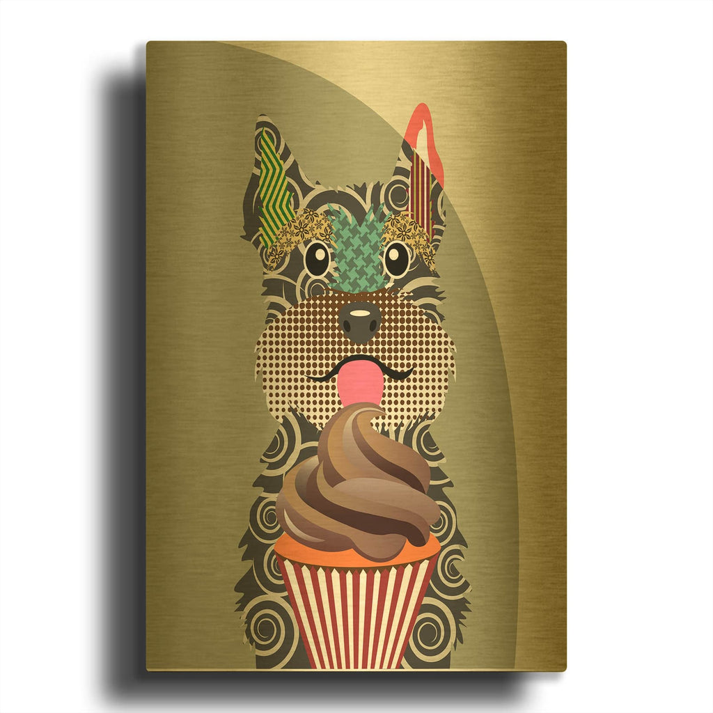 'Schnauzer' By Lanre Adefioyue Gold Metal Wall Art