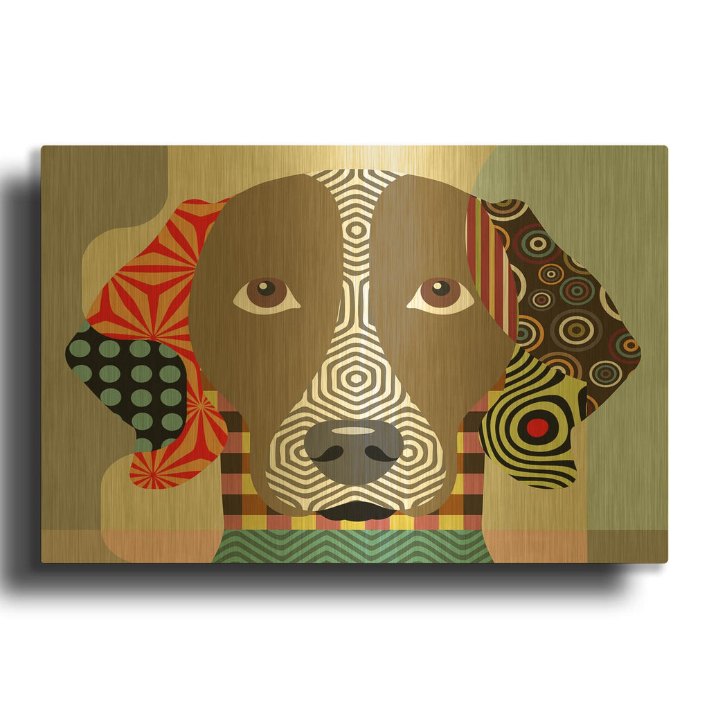'Weimaraner' By Lanre Adefioyue Gold Metal Wall Art