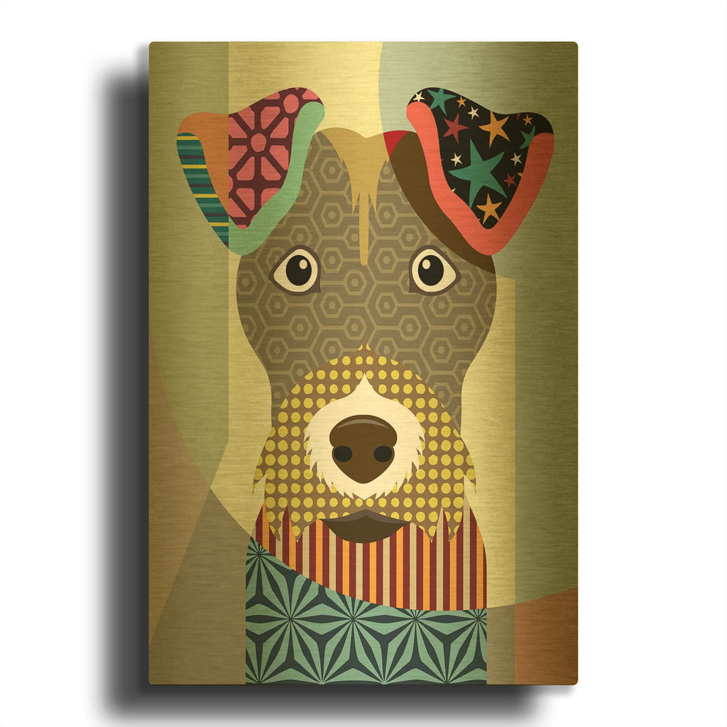 'Wire Fox Terrier' By Lanre Adefioyue Gold Metal Wall Art