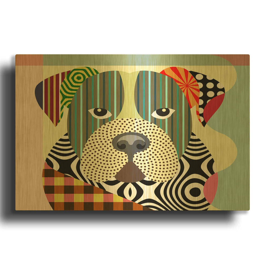 'American Bulldog' By Lanre Adefioyue Gold Metal Wall Art