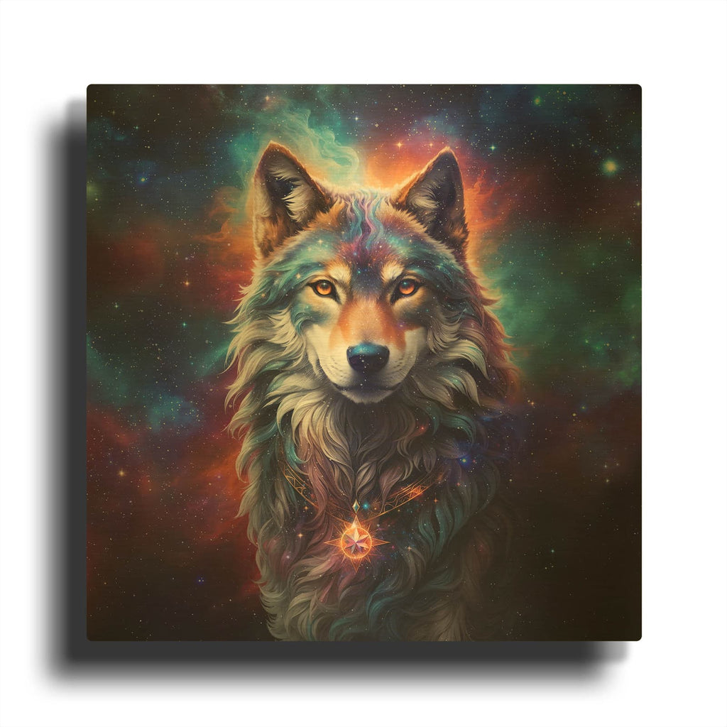'Astral Spirit Wolf' By Cameron Gray Gold Metal Wall Art