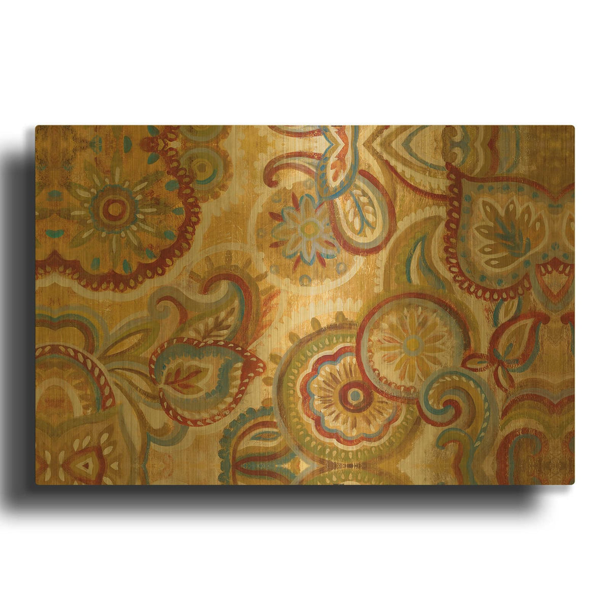 'Mandala and Paisley' By Silvia Vassileva Gold Metal Wall Art