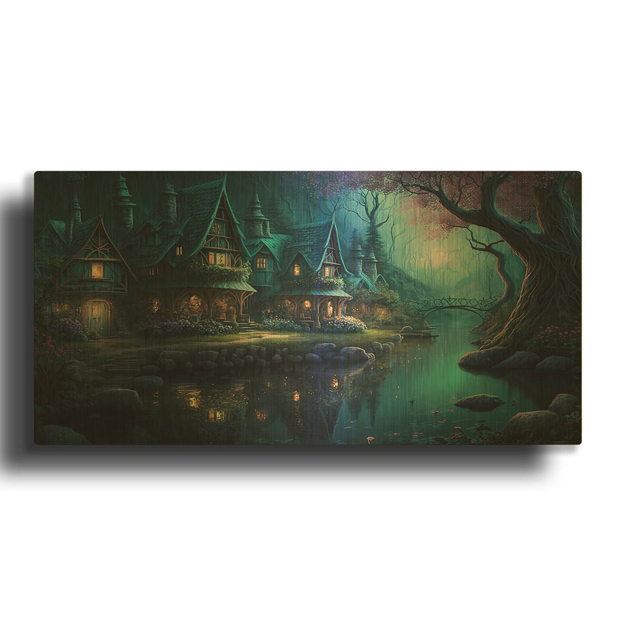 'Forest Village 2' By Cameron Gray Gold Metal Wall Art