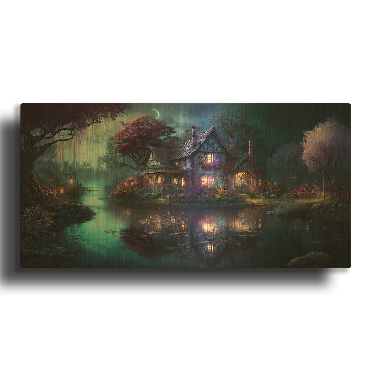 'Forest Village 3' By Cameron Gray Gold Metal Wall Art