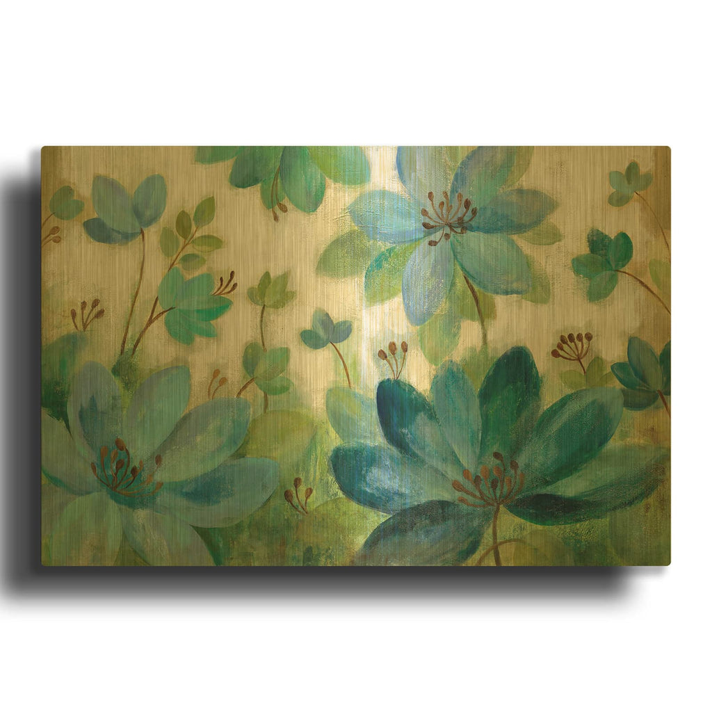 'Peacock Bloom' By Silvia Vassileva Gold Metal Wall Art