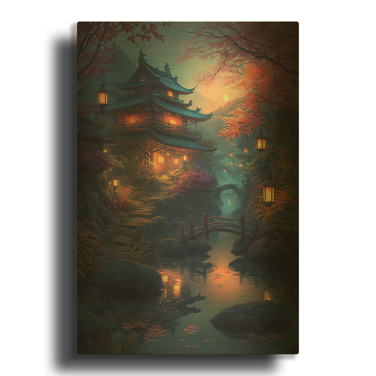 'Water Village' By Cameron Gray Gold Metal Wall Art