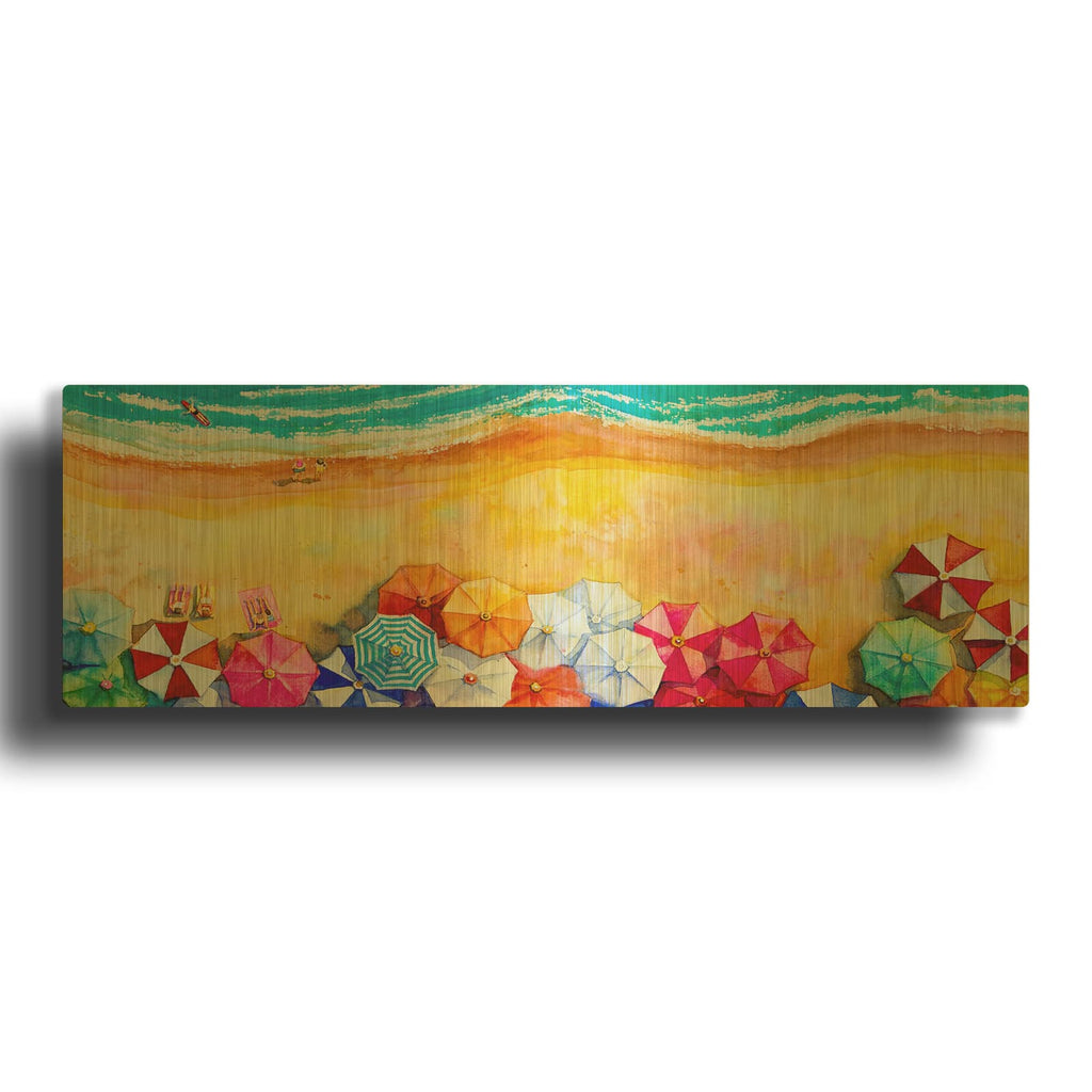 'Beach Umbrellas' By Luxe Gold Metal Wall Art