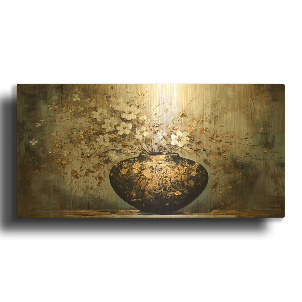 'Black and Gold Vase' By Luxe Gold Metal Wall Art