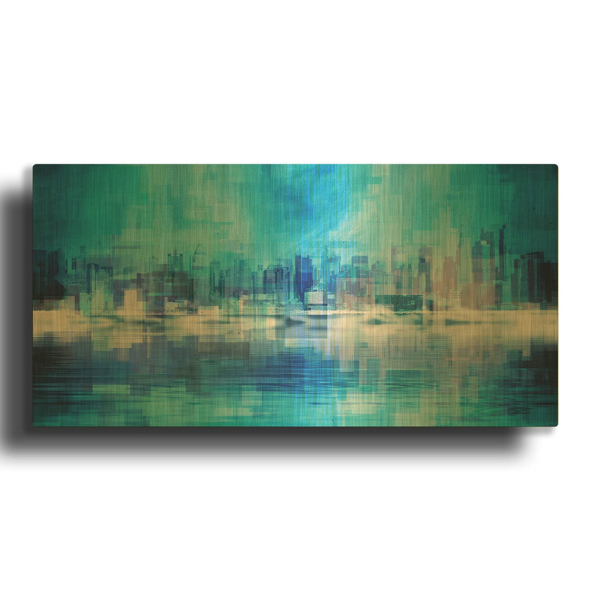 'Blue Abstract NYC Skyline' By Luxe Gold Metal Wall Art