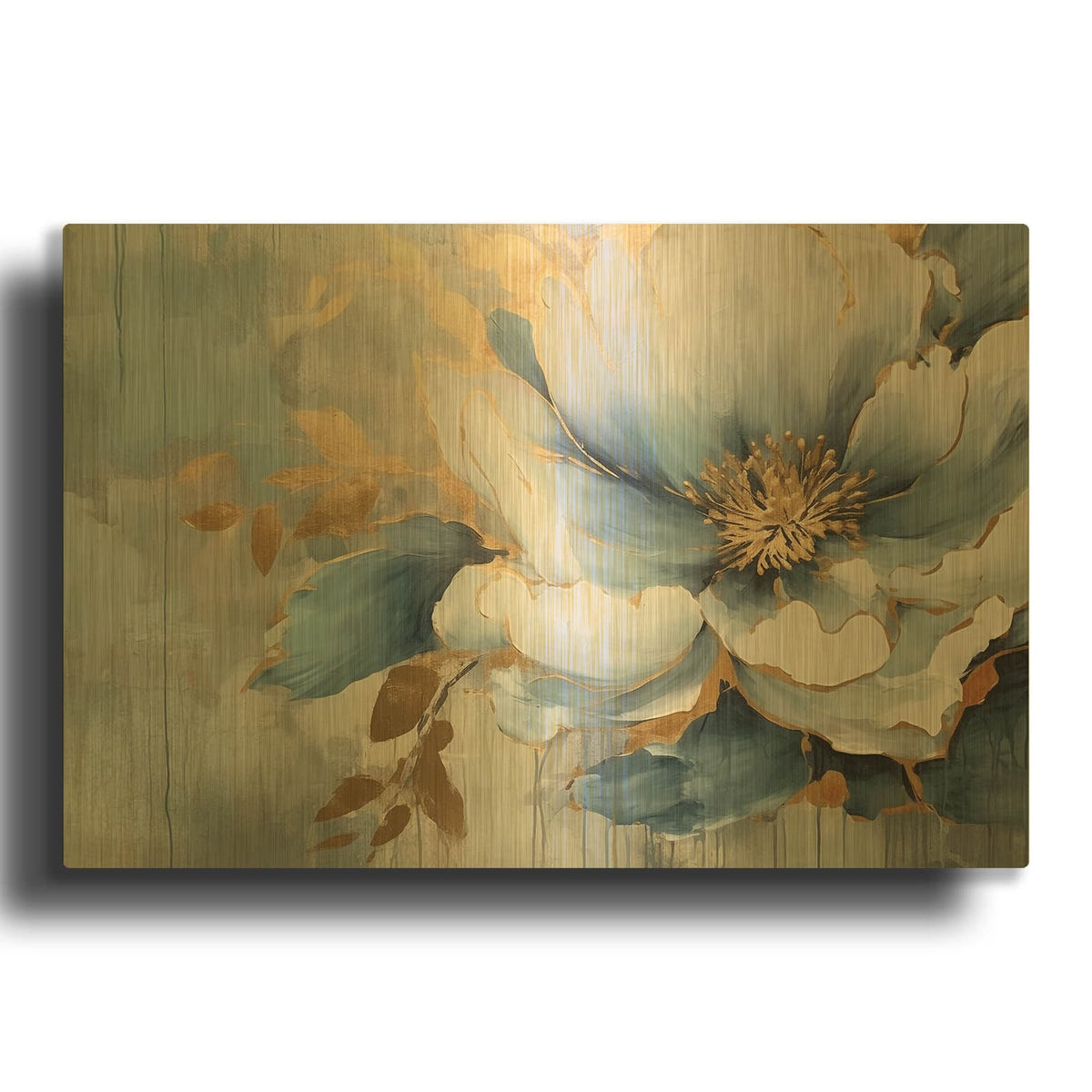 'Blue Flower' By Luxe Gold Metal Wall Art