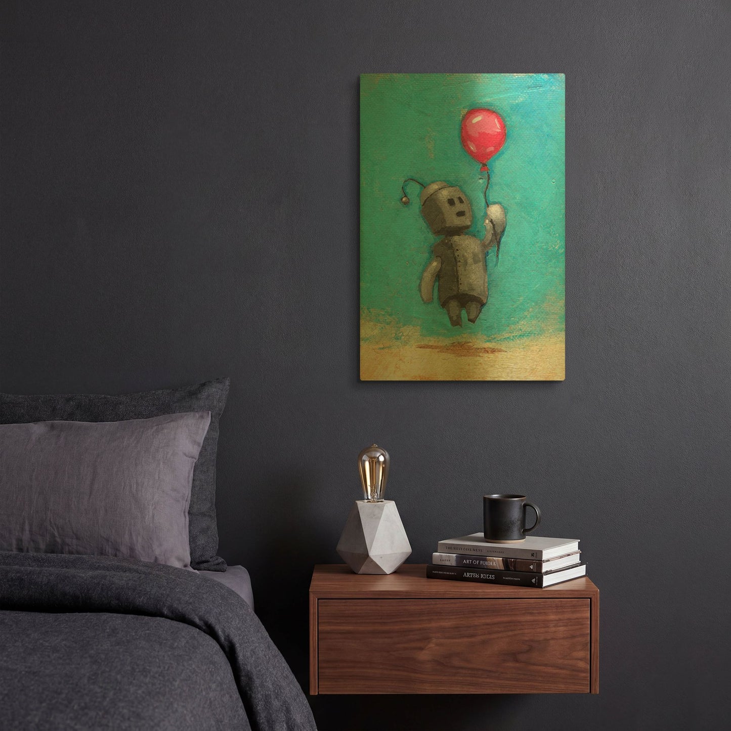 'Bot Balloon' By Craig Snodgrass Gold Metal Wall Art