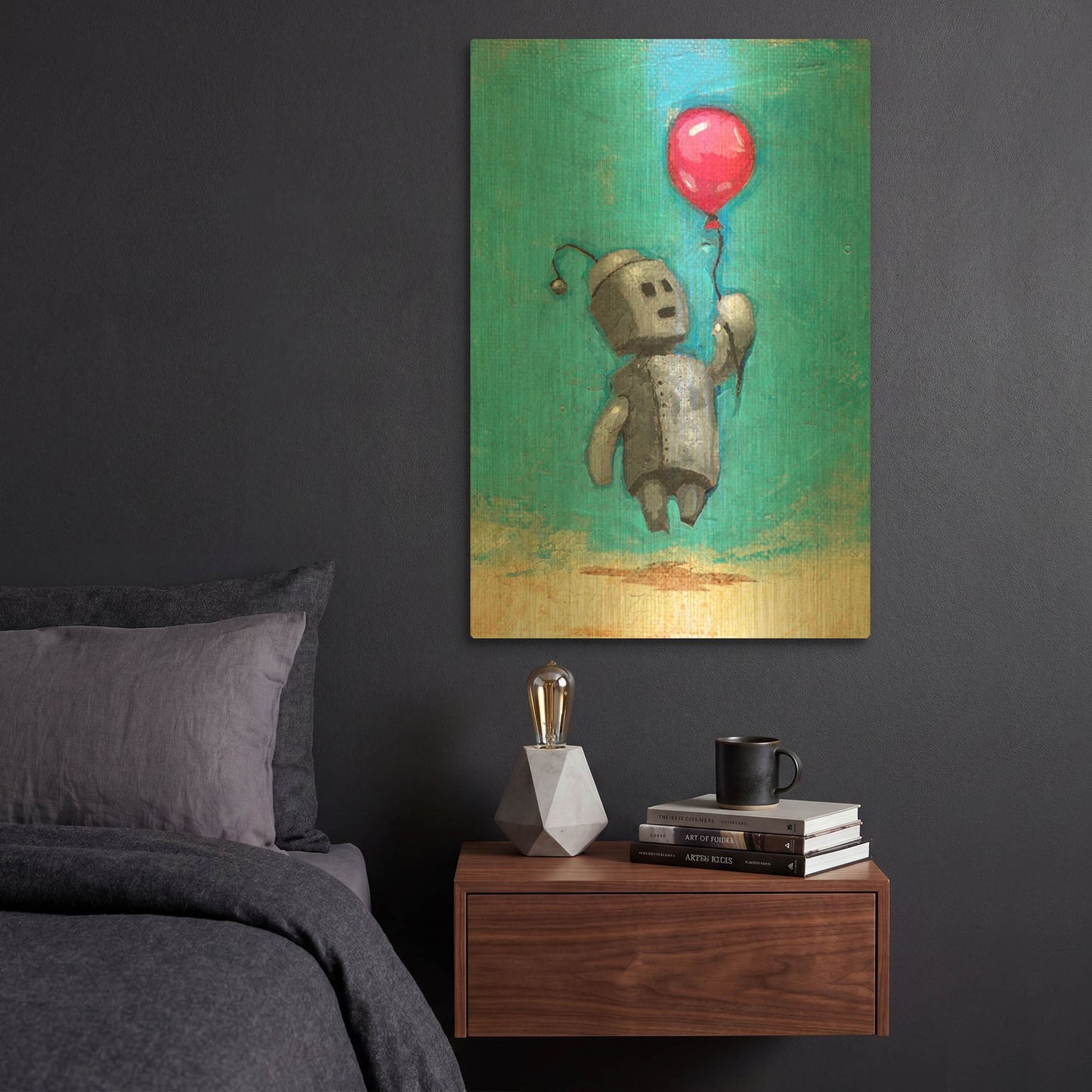 'Bot Balloon' By Craig Snodgrass Gold Metal Wall Art