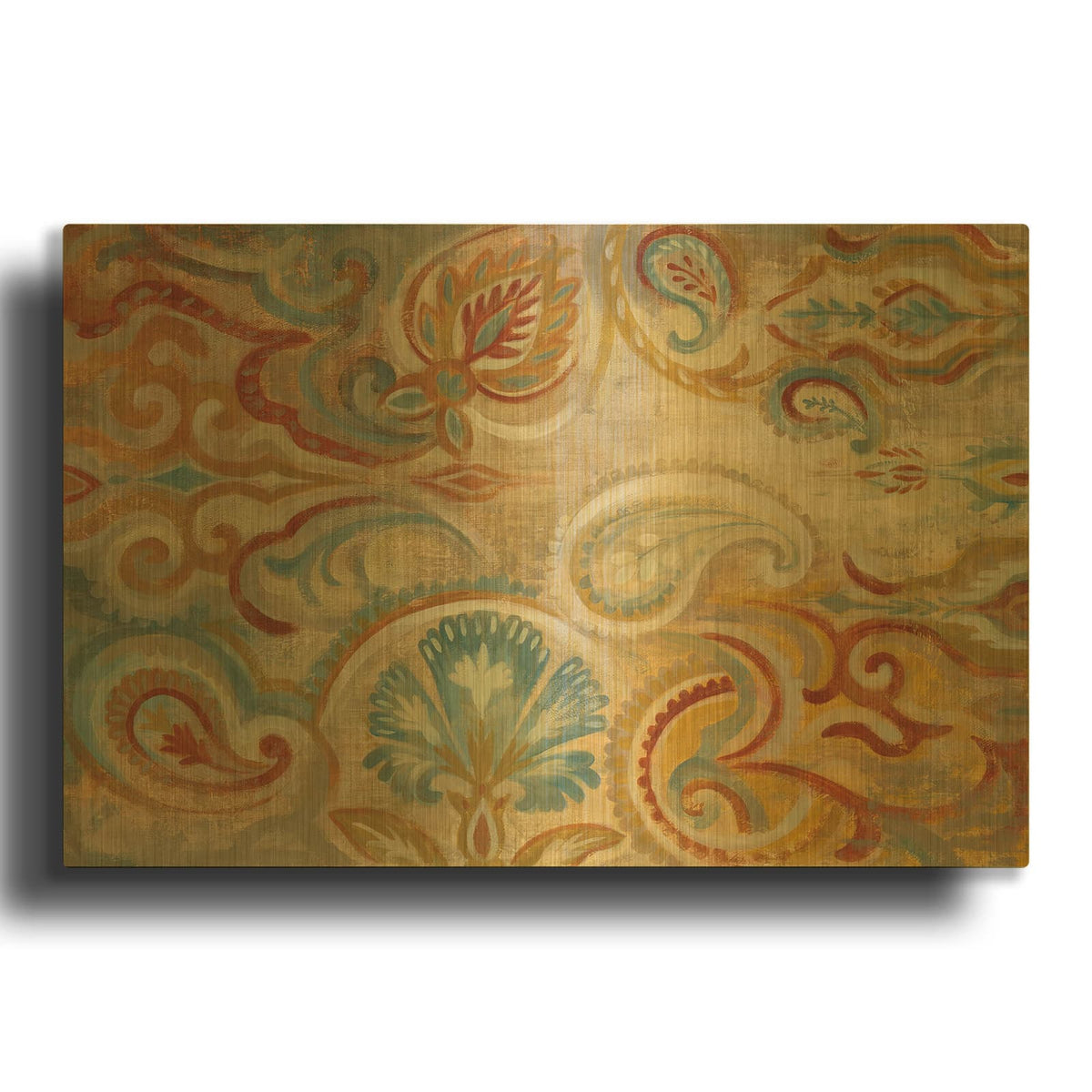 'Antique Paisley' By Silvia Vassileva Gold Metal Wall Art